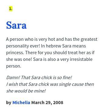 sara urban dictionary